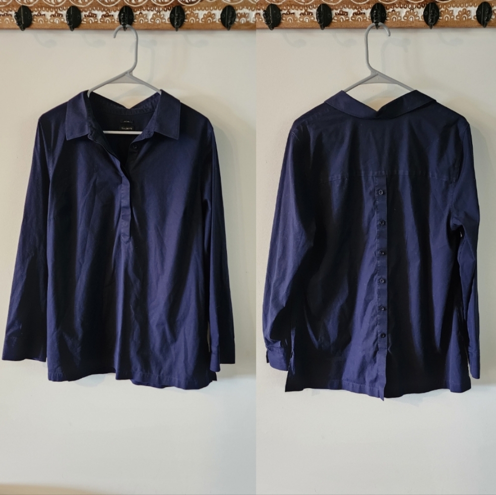 Talbots Button Back Collar Tunic Blouse Womens Si… - image 1